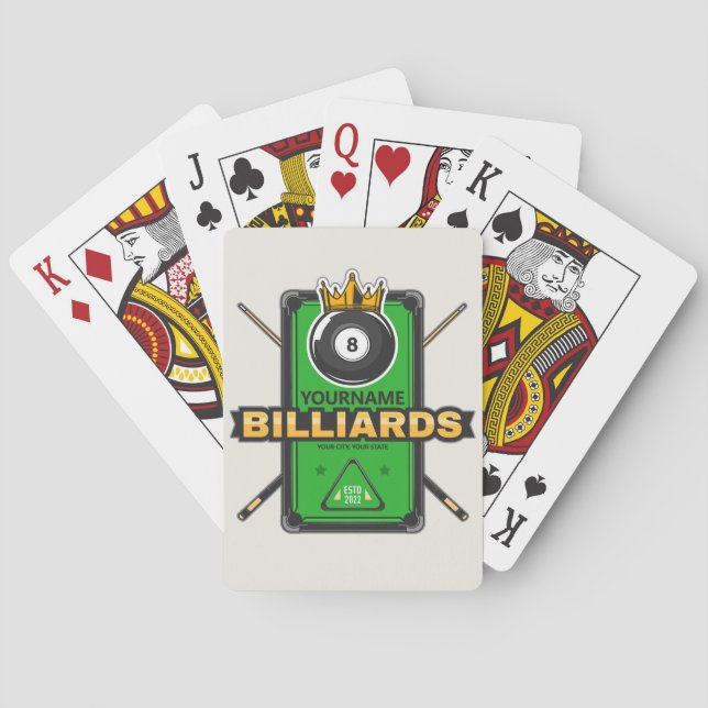 Personalised Pool Hall NAME 8 Ball Crown Billiards Playing Cards (Back)