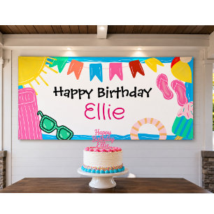 Personalised Pool Party Birthday Banner