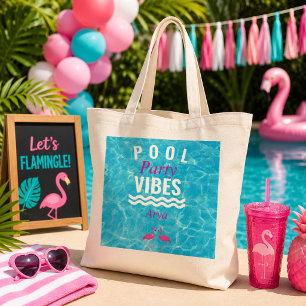 Personalised Pool Party Vibes Flamingo Tote Bag