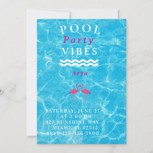 Personalised Pool Party Vibes Summer Invitation (Front)