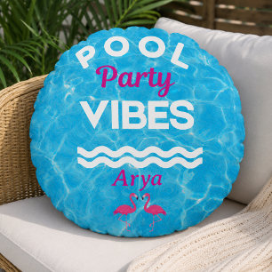 Personalised Pool Party Vibes Throw Pillow