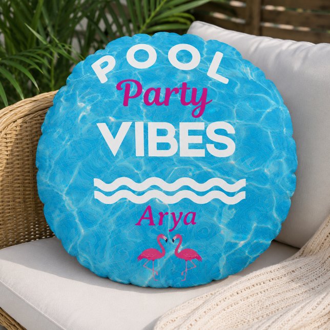 Personalised Pool Party Vibes Throw Pillow (Creator Uploaded)