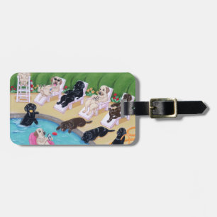 Personalised Poolside Party Labradors Luggage Tag