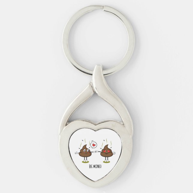 Personalised Poop Emoji Love Couple  Key Ring (Front)