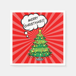 Personalised Pop Art Christmas Tree Napkin