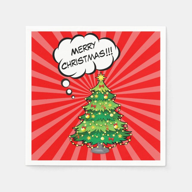 Personalised Pop Art Christmas Tree Napkin (Front)