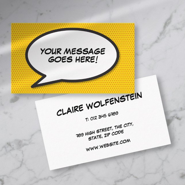Personalised Pop Art Comic Book Speech Bubble Business Card (Personalised Pop Art Comic Book Speech Bubble Business Card)
