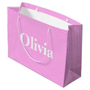Personalised Pop Art Dots Pink Colour Baby Gift Ba Large Gift Bag