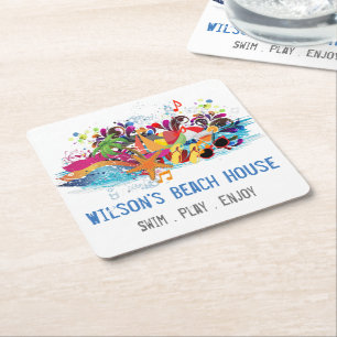 Personalised Pop Art Retro Summer Beach Coaster