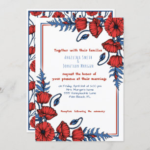 Personalised Poppy Floral Wedding Invitation