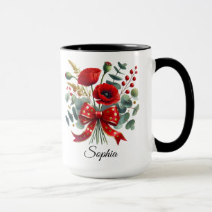 Personalised Poppy Flower Name Mug Gift