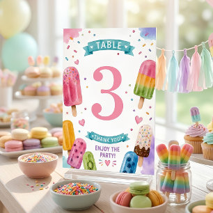 Personalised Popsicle Party Table Number