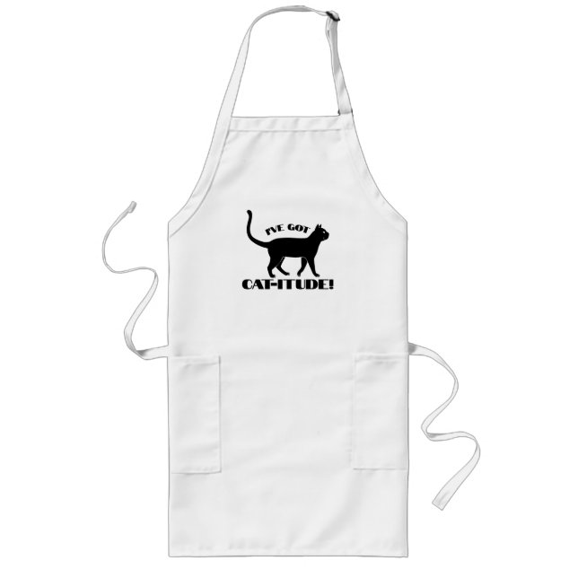 Personalised Popular I've Got Cat-itude  Long Apron (Front)