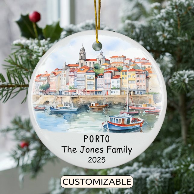 Personalised Porto Ornament, Portugal Ceramic Tree Decoration (Creator Uploaded)