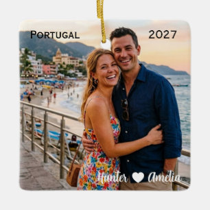 Personalised Porto Portugal Photo Honeymoon Ceramic Ornament