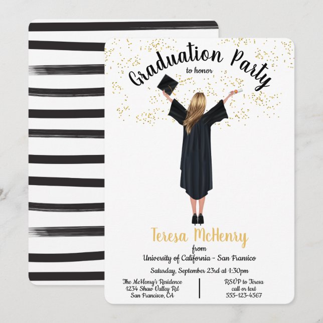 Personalised Portrait Graduation invitations (Front/Back)