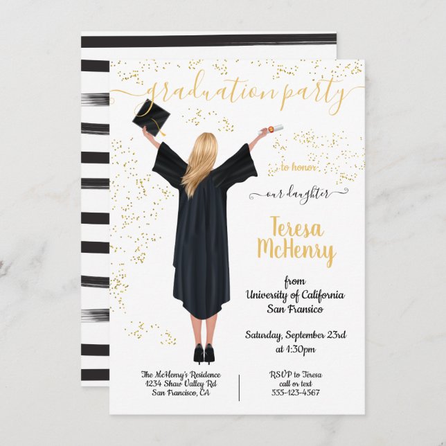 Personalised Portrait Graduation invitations (Front/Back)