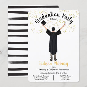 Personalised Portrait Male Graduation invitations