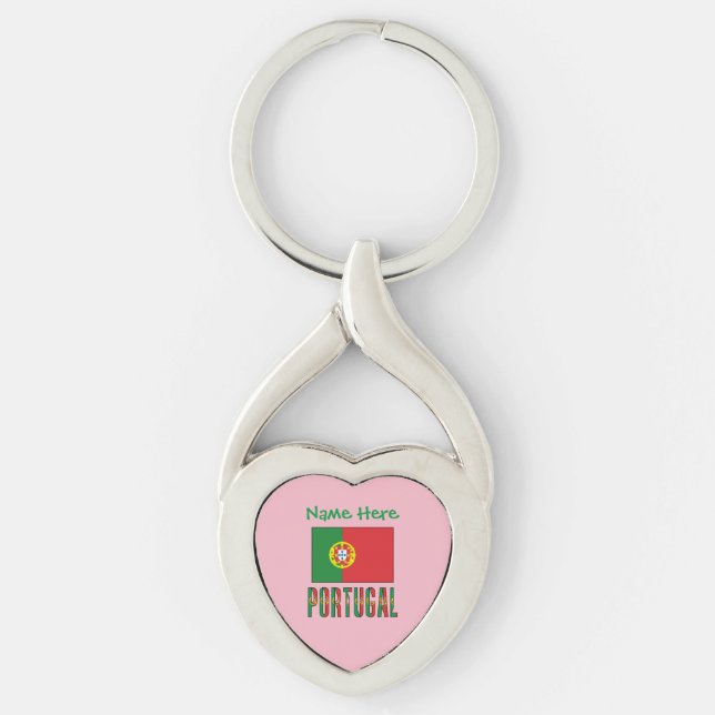 Personalised Portugal Flag Heritage Heart Key Ring (Front)