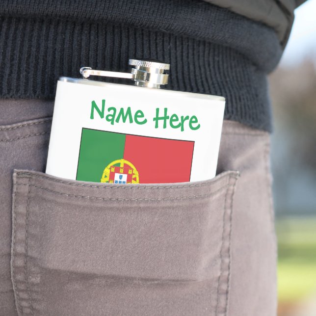 Personalised Portugal Flag Heritage Hip Flask (In Situ)