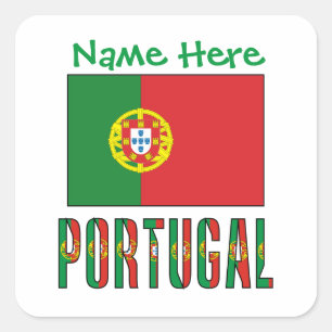 Personalised Portugal Flag Heritage Square Label