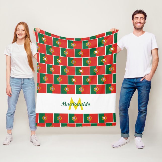 Personalised PORTUGUESE FLAG Fleece Blanket (In Situ)