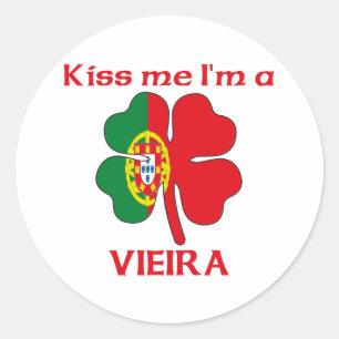 Personalised Portuguese Kiss Me I'm Vieira Classic Round Sticker