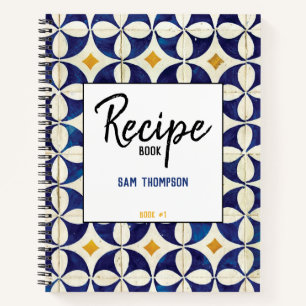 Personalised Portuguese Tiles Azulejo Recipe  Notebook