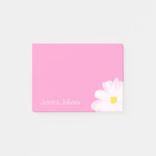 Personalised Post-it® notes Pink with daisy flo