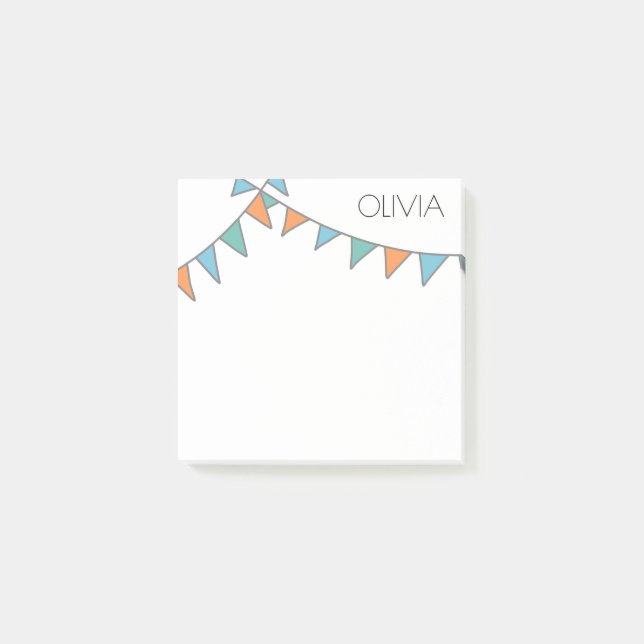 Personalised post-it notes with a garland. (Front)