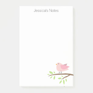 Personalised Post-it® notes with cute bird design