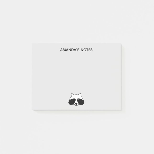 Personalised Post-it® notes with cute racoon logo (Front)
