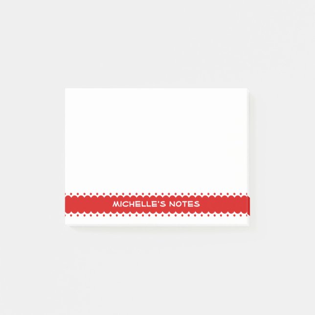 Personalised Post-it® notes with cute red border (Front)
