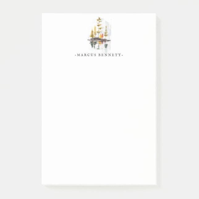 Personalised Post Its | Rustic Autumn Pines Post-it Notes (Front)