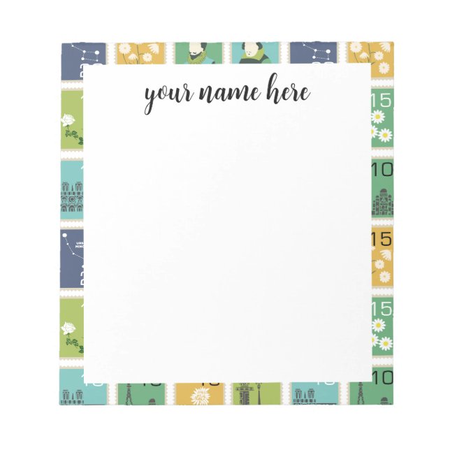 Personalised Postage Stamps Notepad (Front)
