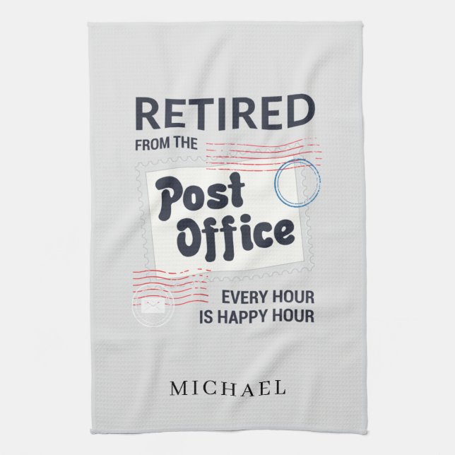 Personalised Postal Worker Retirement Mailman Tea Towel (Vertical)
