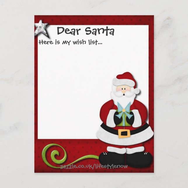 Personalised Postcard - Wish List Red (Front)