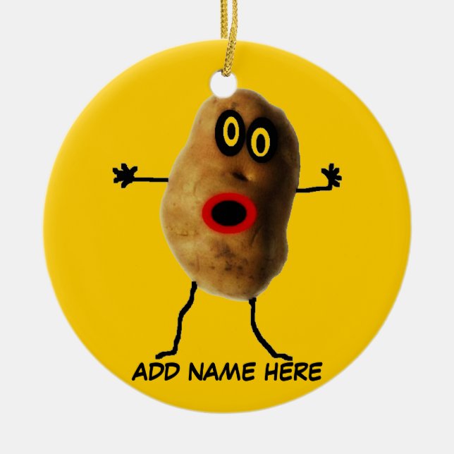 Personalised Potato Cartoon Ceramic Tree Decoration (Front)