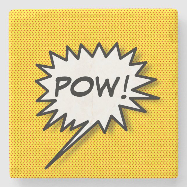 Personalised POW! Comic  Stone Coaster (Front)