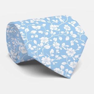 Personalised Powder Blue Garden Floral Tie