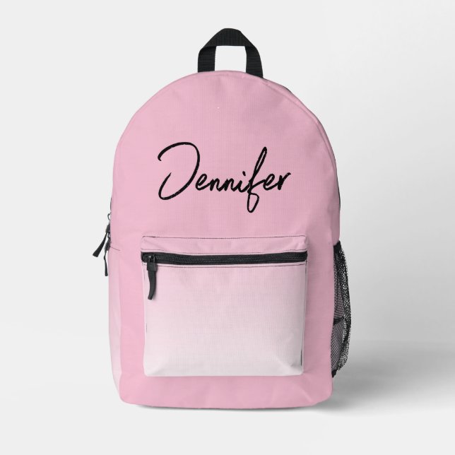 Personalised Powder Pink Backpack with Custom Name (Front)