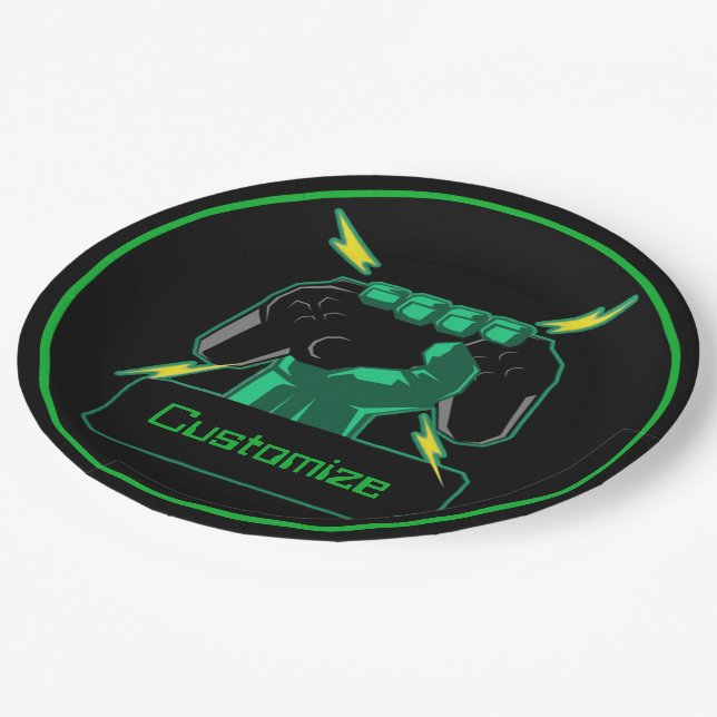Personalised Power Gamer Paper Plate (Angled)