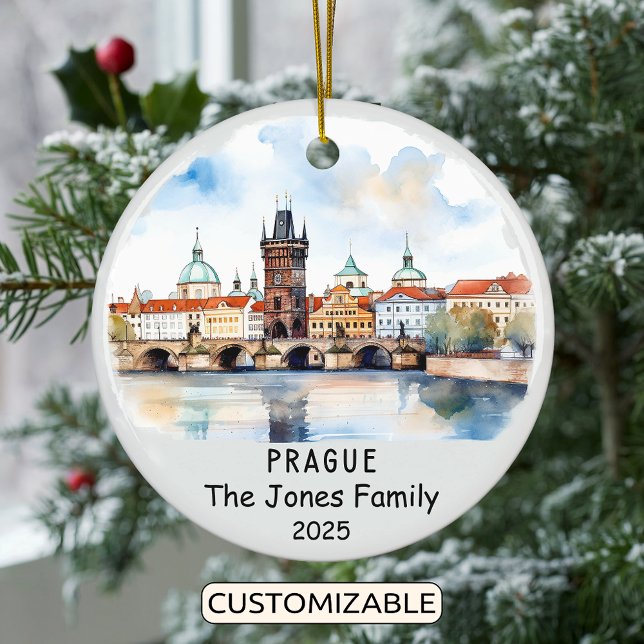 Personalised Prague Ornament, Czech Republic Ceramic Tree Decoration (Creator Uploaded)