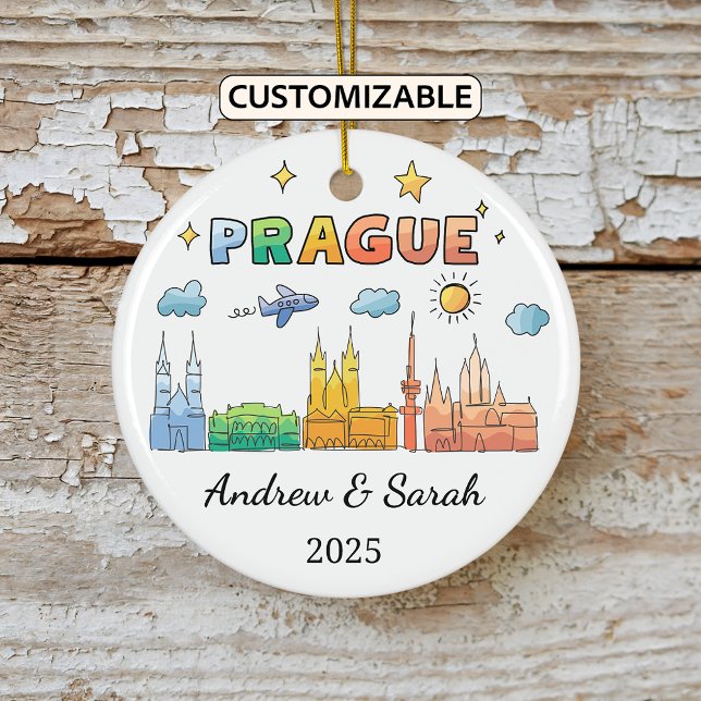 Personalised Prague Ornament, Czech Republic Ceramic Tree Decoration (Creator Uploaded)