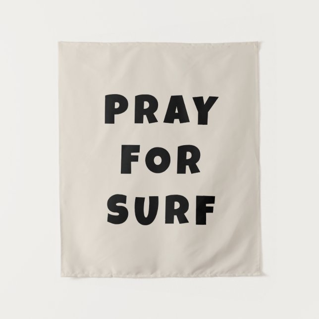 Personalised Pray for Surf Wall Art Banner Surfer Tapestry (Front)