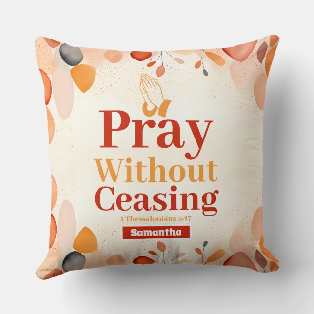 Personalised Pray without ceasing Boho Christian Cushion (Back)