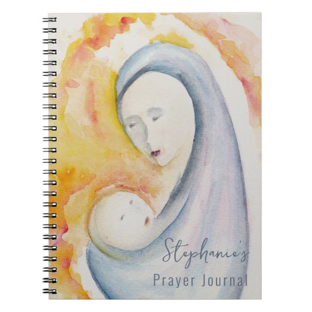 Personalised Prayer Journal Madonna and Child Art (Front)