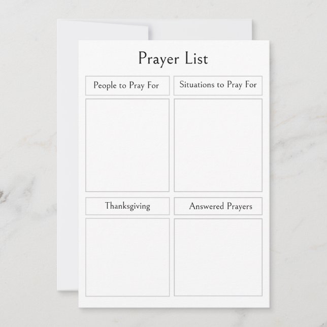 Personalised Prayer List | Editable Simple Minimal Card (Front)