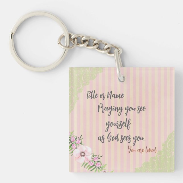 Personalised Prayer Quote compact mirror Key Ring (Front)
