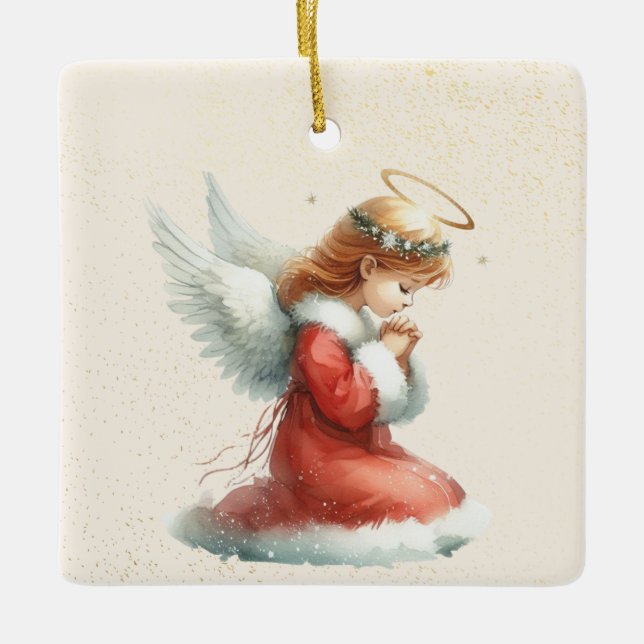 Personalised Praying Girl Angel Christmas Ornament (Front)